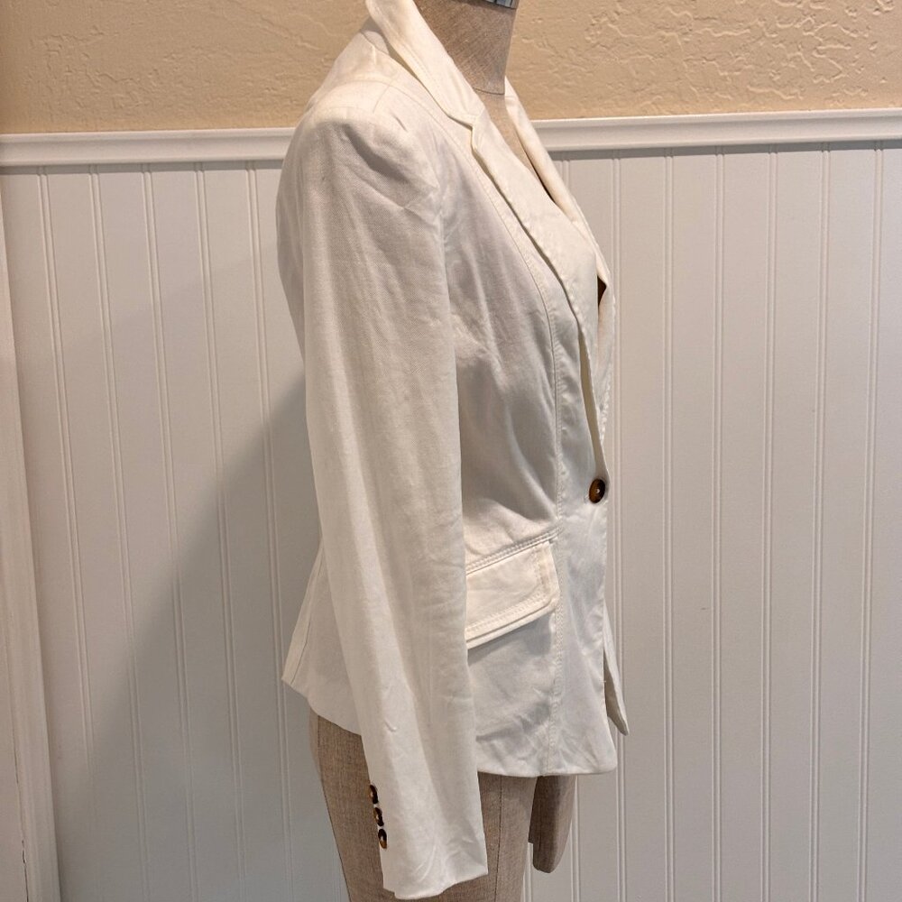 WHBM White Linen Blazer Size 2 - Picture 2 of 6